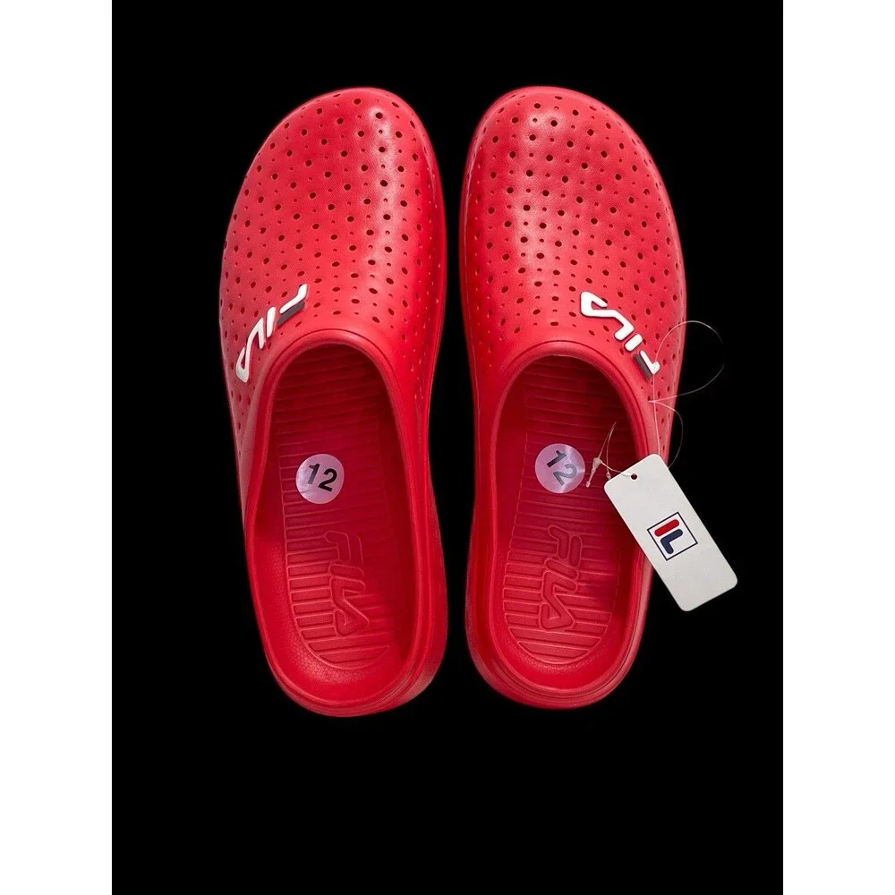 Fila Impel Sleek Slide Clog Mens 12 Red Sandal Transcend Shoe #1SM01590-602 NWT
